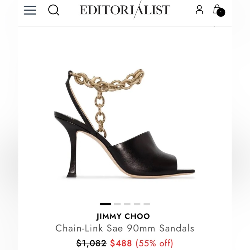 JIMMY CHOO Chain-Link Sae 90 Sandals
Made in Italy, size 39. Excellent. - Picture 6 of 6